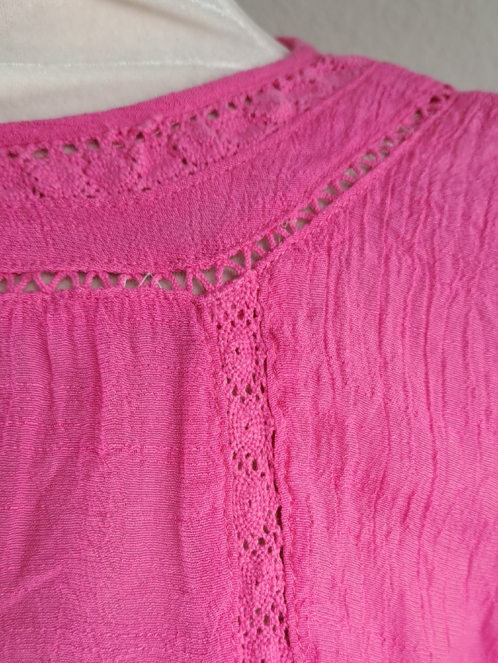 Umgee Women’s Top Hot Pink Floral Embroidery Eyelet Lace Short Sleeve Size Large - Picture 5 of 15